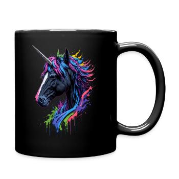 Rainbow Splash Einhorn - Tasse einfarbig - Schwarz - Rechts