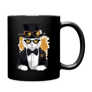 Micky die schicke Katze - Tasse einfarbig - Schwarz - Rechts
