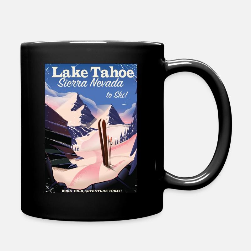 Lake Tahoe Ski poster - Full Colour Mug - black