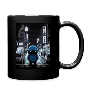 Anime Art | Cute Blue Monster - Tasse einfarbig - Schwarz - Rechts