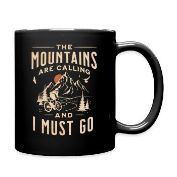 The Mountains are Calling Cycling Funny Biking - Full Colour Mug - black - Right