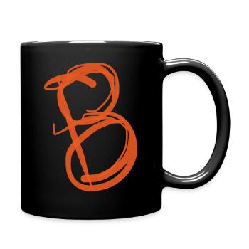 Orange B sur T-shirt noir - Mug uni - noir - Droite