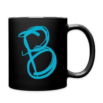 Kochschürze mit B - Tasse einfarbig - Schwarz - Rechts