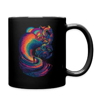 Trippy rainbow path in the clouds - Full Colour Mug - black - Right