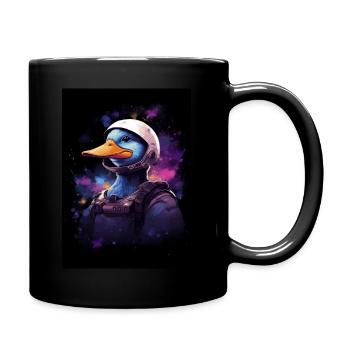 Duck Astronaut in Galaxy - Tasse einfarbig - Schwarz - Rechts