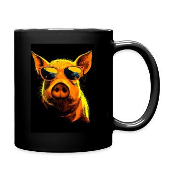 Pig with Sunglasses - Tasse einfarbig - Schwarz - Rechts