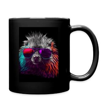 Porcupine with Sunglasses - Tasse einfarbig - Schwarz - Rechts