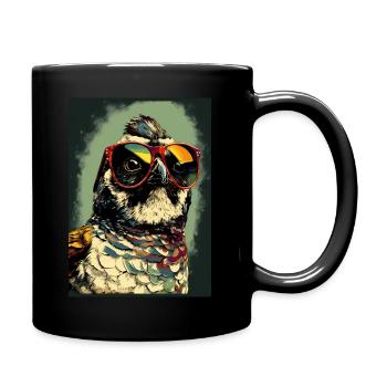 Quail with Sunglasses - Tasse einfarbig - Schwarz - Rechts
