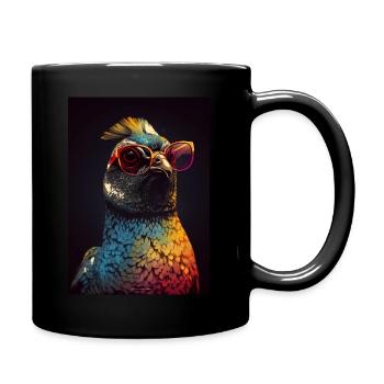 Quail with Sunglasses - Tasse einfarbig - Schwarz - Rechts