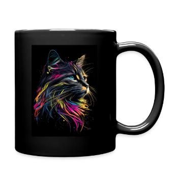Abstract Cat - Tasse einfarbig - Schwarz - Rechts