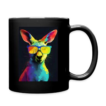 Kangaroo with Sunglasses - Tasse einfarbig - Schwarz - Rechts