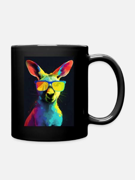 Kangaroo with Sunglasses - Tasse einfarbig - Schwarz