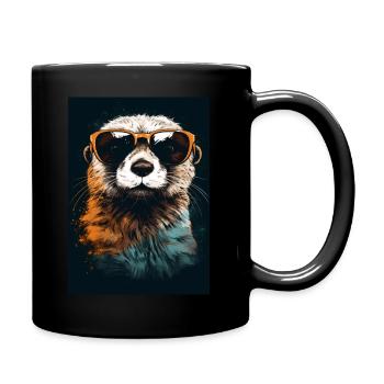 Otter with Sunglasses - Tasse einfarbig - Schwarz - Rechts