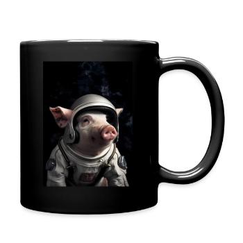 Pig Astronaut Farmer - Tasse einfarbig - Schwarz - Rechts