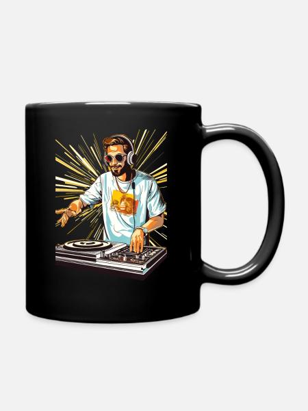 DJ Groove Man - Drop the Beat - Full Colour Mug - black