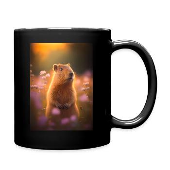 Capybara in Nature Wasserschwein - Tasse einfarbig - Schwarz - Rechts