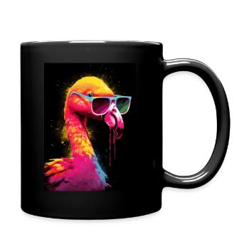 Flamingo With Sunglasses - Tasse einfarbig - Schwarz - Rechts