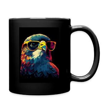 Falcon with Sunglasses - Tasse einfarbig - Schwarz - Rechts