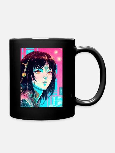 Cyborg Manga Portrait - Mug uni - noir
