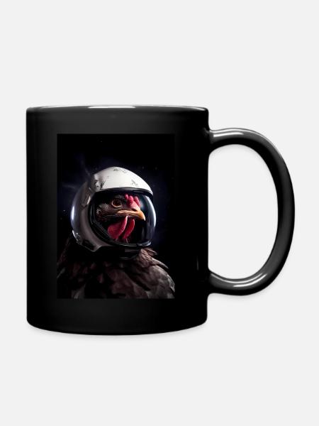 Chicken Astronaut Farmer - Tasse einfarbig - Schwarz