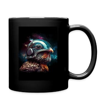 Quail Astronaut - Tasse einfarbig - Schwarz - Rechts