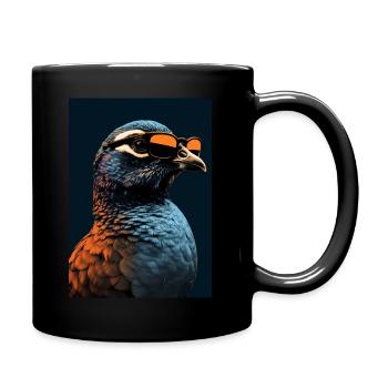 Quail with Sunglasses - Tasse einfarbig - Schwarz - Rechts