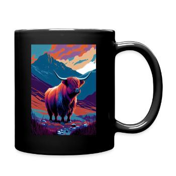 Scottish Highland Cows - Tasse einfarbig - Schwarz - Rechts