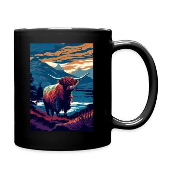 Scottish Highland Cows - Tasse einfarbig - Schwarz - Rechts