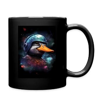 Duck Astronaut in Galaxy - Tasse einfarbig - Schwarz - Rechts