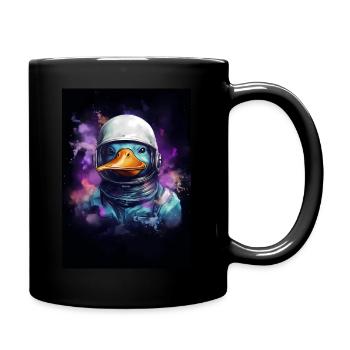 Duck Astronaut in Galaxy - Tasse einfarbig - Schwarz - Rechts