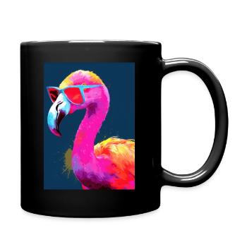 Flamingo With Sunglasses - Tasse einfarbig - Schwarz - Rechts