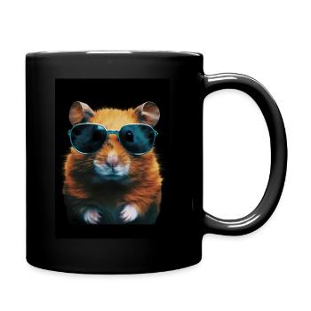 Hamster with Sunglasses - Tasse einfarbig - Schwarz - Rechts