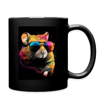 Hamster with Sunglasses - Tasse einfarbig - Schwarz - Rechts