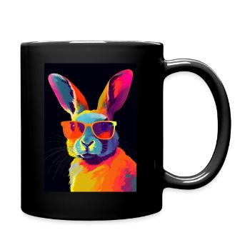 Rabbit with Sunglasses - Tasse einfarbig - Schwarz - Rechts