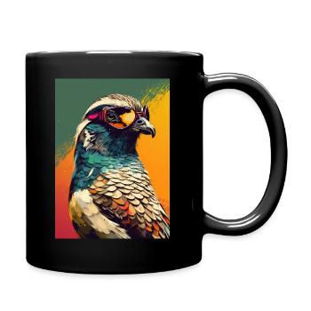 Quail with Sunglasses - Tasse einfarbig - Schwarz - Rechts