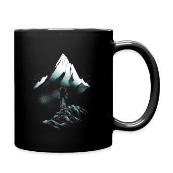 Mountainbiker fährt durch die Berge - blau weiß - Tasse einfarbig - Schwarz - Rechts