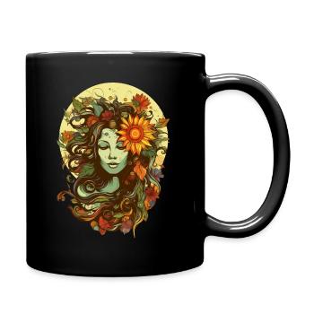 Künstlerische Darstellung von Mutter Natur - Tasse einfarbig - Schwarz - Rechts