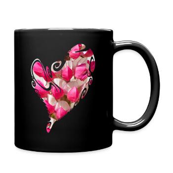 Cœur de fleurs - Mug uni - noir - Droite