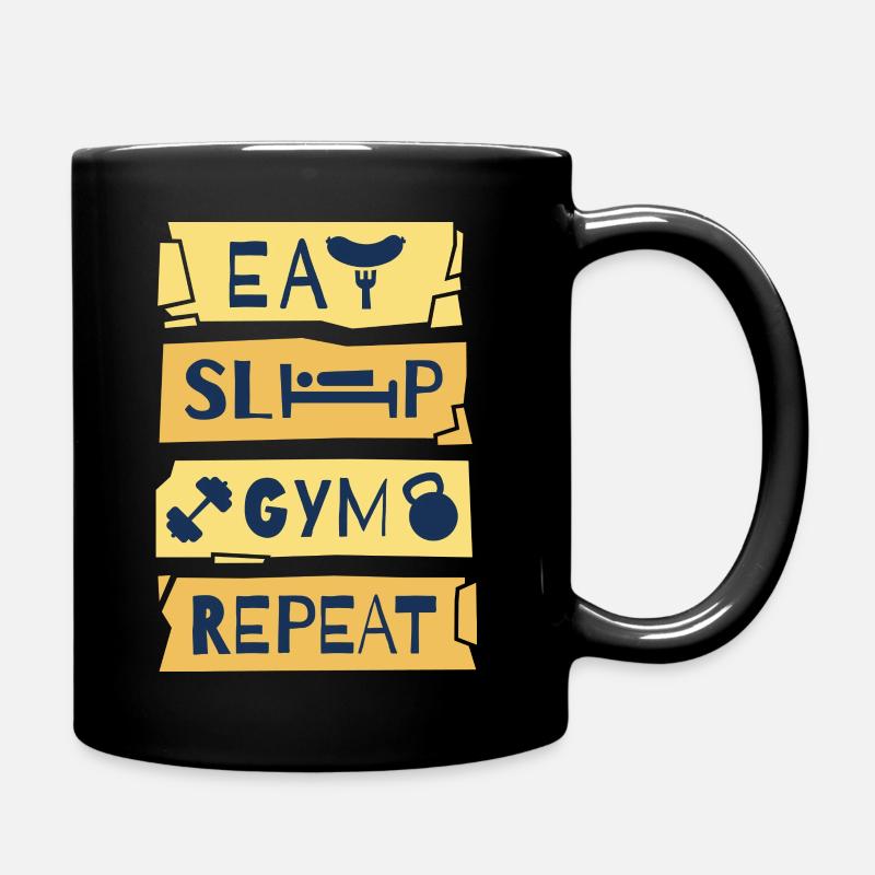 Limited Edition Eat Sleep Gym Repeat - Full Colour Mug - black