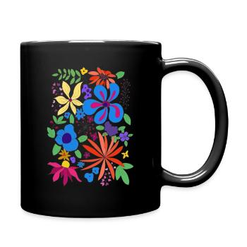 mehrfarbige Wildblumen - Tasse einfarbig - Schwarz - Rechts