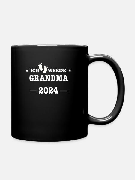Ich werde Oma 2024 Babyfüße - Enkel Enkelkind - Tasse einfarbig - Schwarz