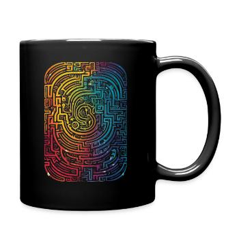 Cool, Surreal Rainbow Retro Tubes Pattern - Full Colour Mug - black - Right