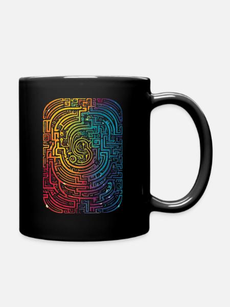 Cooles, surreales Regenbogen Retro Rohre Muster - Tasse einfarbig - Schwarz