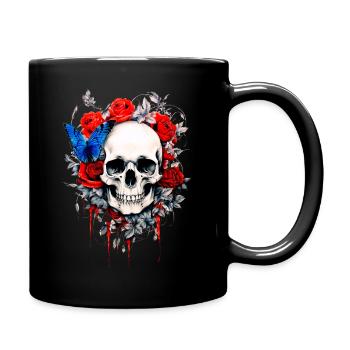 Skull With Roses - Full Colour Mug - black - Right