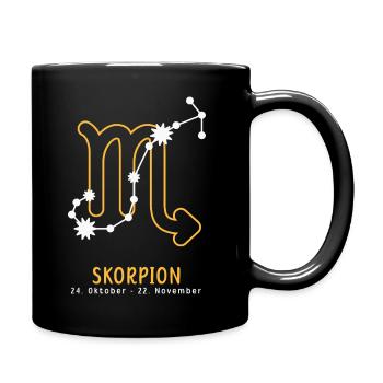 Sternzeichen Illustration Skorpion - Tasse einfarbig - Schwarz - Rechts