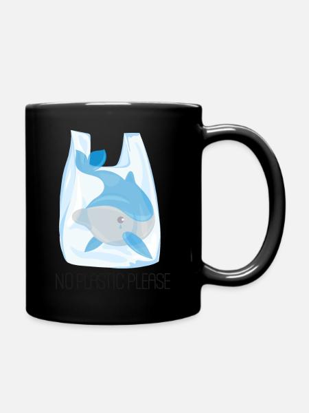 Pas de plastique s’il vous plaît - Dolphin - Mug uni - noir
