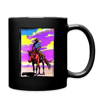 Alone Cowboy Retro Art Design Western Style - Full Colour Mug - black - Right