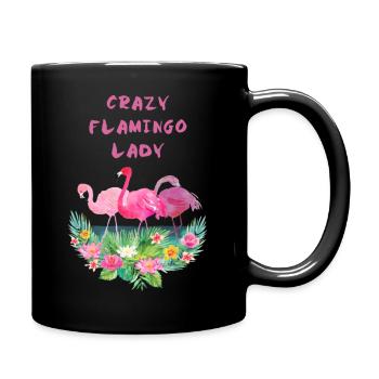 Crazy Flamingo Lady T Shirt - Full Colour Mug - black - Right