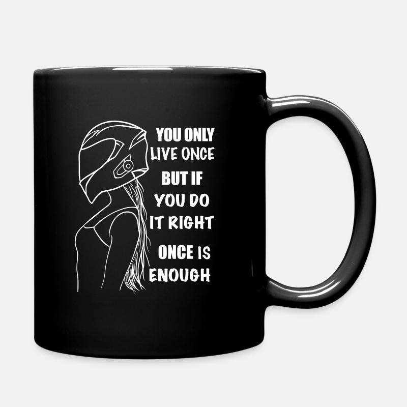 Bikergirl mit Spruch - Tasse einfarbig - Schwarz