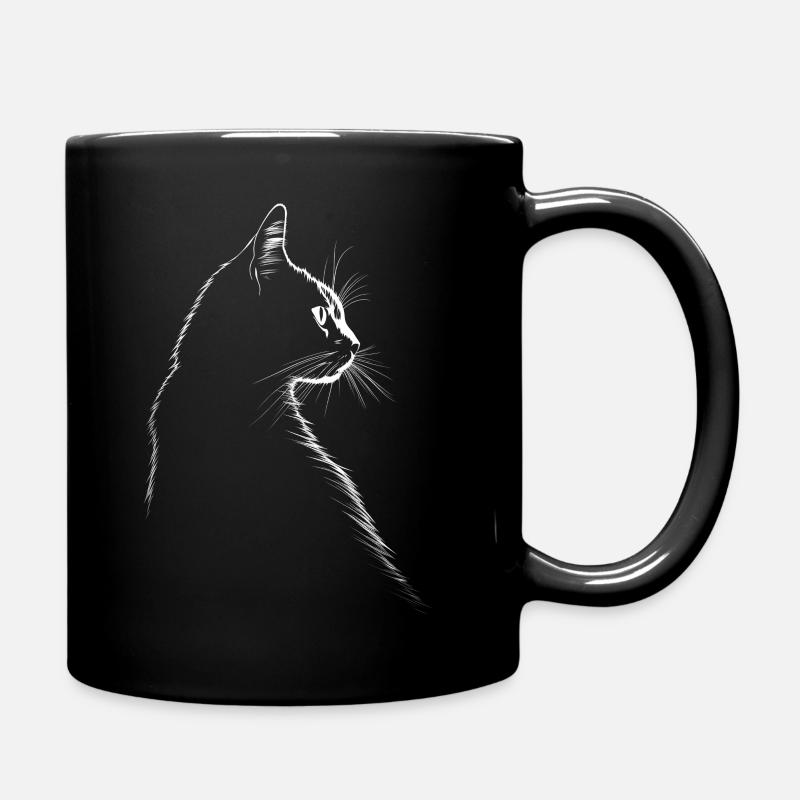 Silhouette einer Katze - Tasse einfarbig - Schwarz